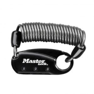 Antivol Cable à Combinaison Masterlock L 90cm Noir - pour Casque/sac