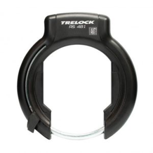 Antivol Velo Fer à Cheval Trelock Rs481 Noir avec Fixation (Fixation Sur Cadre Largeur de 106mm à 112mm) Ecart Pneu 92mm (Cle Non Amovible)