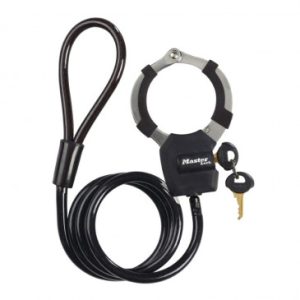 Antivol Velo / Trottinette Cable à Boucle avec Menotte Masterlock Street Cuff Diam 8mm L1m - Livre avec 4 Cles -niveau Securite 6