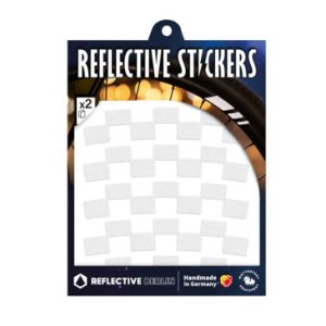 Autocollant/sticker Reflechissant pour Roue de Velo Hauteur 20mm Modele Checker Blanc (Planche) -reflective Berlin-