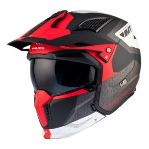 Casque Trial Mt Streetfighter Sv S Totem B15 Gris/rouge Mat L Simple Ecran Transparent Transformable avec Mentonniere Amovible (Livre avec Un Ecran Supplementaire Dark) (Ece 22.06)