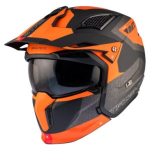 Casque Trial Mt Streetfighter Sv S Totem B4 Gris/orange Mat L Simple Ecran Transparent Transformable avec Mentonniere Amovible (Livre avec Un Ecran Supplementaire Dark) (Ece 22.06)