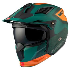 Casque Trial Mt Streetfighter Sv S Totem C6 Vert/orange Mat L Simple Ecran Transparent Transformable avec Mentonniere Amovible (Livre avec Un Ecran Supplementaire Dark) (Ece 22.06)