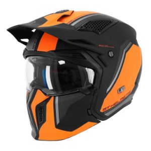 Casque Trial Mt Streetfighter Sv S Twin C4 Noir Mat/orange Fluo L Simple Ecran Transparent Transformable avec Mentonniere Amovible (Livre avec Un Ecran Supplementaire Miroir) (Ece 22.06)