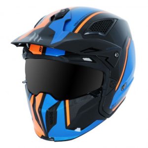 Casque Trial Mt Streetfighter Sv Twin Noir/bleu/orange Brillant S Simple Ecran Dark Transformable avec Mentonniere Amovible (Livre avec Un Ecran Supplementaire Orange)