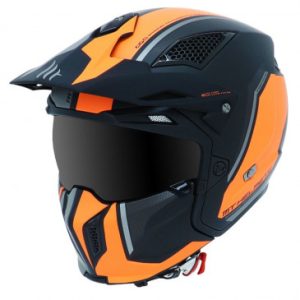 Casque Trial Mt Streetfighter Sv Twin Noir Mat/orange Fluo S Simple Ecran Dark Transformable avec Mentonniere Amovible (Livre avec Un Ecran Supplementaire Orange)