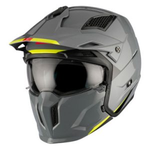 Casque Trial Mt Streetfighter Sv Uni Gris Brillant L Simple Ecran Transparent Transformable avec Mentonniere Amovible (Livre avec Un Ecran Supplementaire Dark) (Ece 22.06)