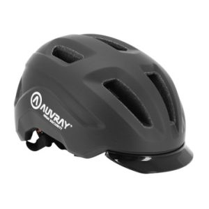 Casque Velo Adulte Auvray Urbain City Premium Noir Double In-mold avec Eclairage Integre Aimante USB Taille 53-56 Reglage Molette