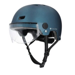 Casque Velo Adulte City Bleu avec Visiere et Molette de Reglage Taille 53-59 (Vendu à L'unite)