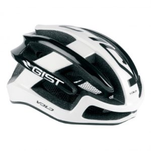 Casque Velo Adulte Gist Route Volo Blanc/noir Brillant Full In-mold Taille 52-56 Reglage Molette 210grs