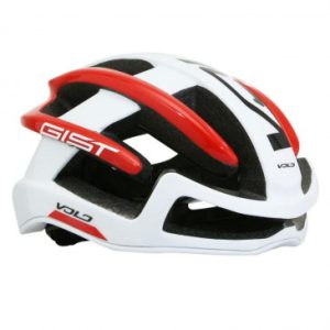 Casque Velo Adulte Gist Route Volo Blanc/rouge Brillant Full In-mold Taille 52-56 Reglage Molette 210grs