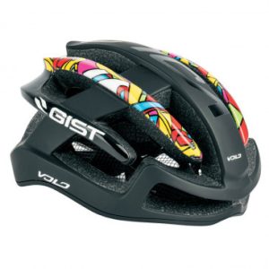 Casque Velo Adulte Gist Route Volo Noir Mat/pop Art Full In-mold Taille 52-56 Reglage Molette 210grs