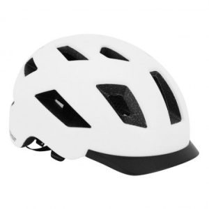 Casque Velo Adulte Gist Urbain Smart Blanc in-mold avec Eclairage Arriere Taille 52-58 Reglage Molette - Lumiere Visible à 200m