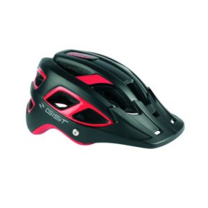 Casque Velo Adulte Gist VTT Bullet Noir/rouge In-mold Taille 54-59 avec Visiere et Fit-system (Vendu En Boite)