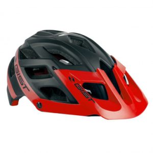 Casque Velo Adulte Gist VTT Enduro Esk Noir/rouge In-mold Taille 52-58 avec Visiere et Fit-system (Vendu En Boite)