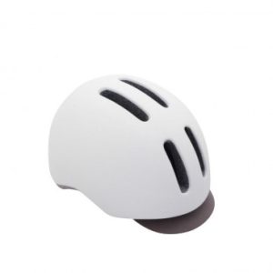 Casque Velo City Adulte Polisport Commuter In-mold Blanc Mat avec Visiere Grise Taille 54-58 System Quick Lock avec Lumiere Integree