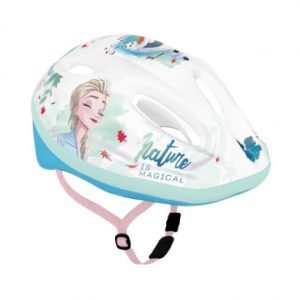 Casque Velo Enfant Disney V2 Frozen Blanc avec Molette Reglage Taille 52-56 (Vendu Sur Carte)