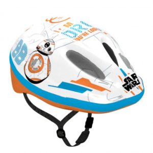 Casque Velo Enfant Disney V2 Starwars Blanc/bleu/orange avec Molette Reglage Taille 52-56 (Vendu Sur Carte)