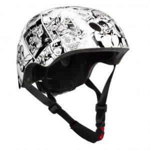 Casque Velo Enfant Disney V3 Avengers Comics Blanc avec Molette Reglage Taille 54-58 (Vendu Sur Carte)