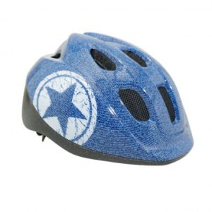 Casque Velo Enfant Polisport Junior Bleu Jeans Taille 52-56cm avec Molette (Vendu Sur Carte)