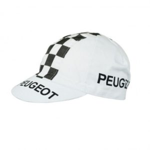 Casquette Velo Equipe Vintage Peugeot Blanc Damier