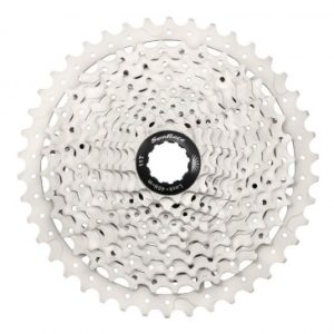 Cassette 10v. Sunrace Ms3 11-46 VTT pour Shimano Metallic Argent (Livre En Boite) (11-13-15-18-21-24-28-34-40-46) (2 Blocs + Pignons)