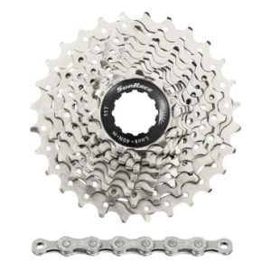 Cassette et Chaine (Pack) 10v. Sunrace Rs1 11-28 Route pour Shimano (Niveau 105) Metallic Argent et Chaine Cn10a 116 Maillons (Livre En Boite) (11-12-13-14-15-17-19-21-24-28)