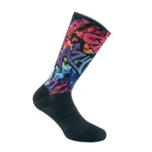 Chaussettes/socquettes Ete Gist Noir Covering Graphity Noir et Design Muticolor 38/42 Ecologique - Hauteur 22 Cm (Paire) -5868