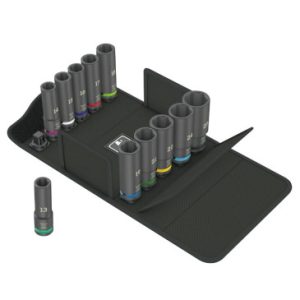 Douille pour Cle à Choc Wera 8790 Impaktor Deep 1/2 Chrome Moly Noir Mat (Longueur 83 Mm) (Set 11 Pieces) -marque Allemande pour Les Ateliers-