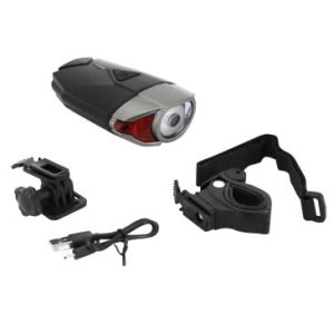 Eclairage Velo USB Avant Sur Cintre 300 Lumens Noir/gris 2 Intensités 100%/50% Fixation Cintre Ou Casque