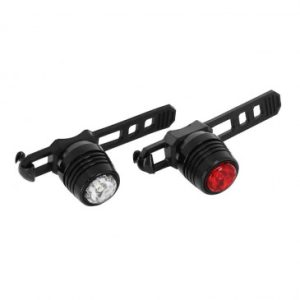 Eclairage Velo USB Kit Gravity 22b Sur Cintre/tige de Selle Leds Noir (Livre avec Fixations) - Rechargeable USB (Avant 38lumens et Arrière 15lumens)