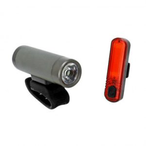 Eclairage Velo USB Kit Gravity 400 Lumens 70b Sur Cintre/tige de Selle Leds Noir Avant+ Arrière (Livre avec Fixations) - Rechargeable USB