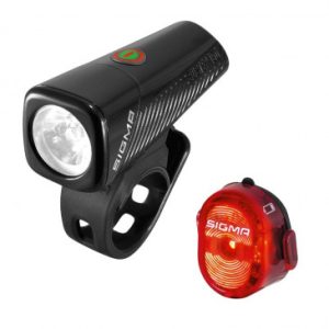 Eclairage Velo USB Kit Sigma Buster 150 Lumen /nugget Ii Flash (Autonomie Avant 14h/arrière 8h) Noir - Homologue - Adapte L'éclairage en Fonction de La Luminosité