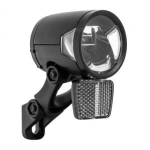 Eclairage Velo VAE Vélo Electrique / E-bike Herrmans Mr8 180 Lumens Noir Avant Sur Fourche et Support Potence (Livre avec Patte) 6-12v - Vendu en Boite