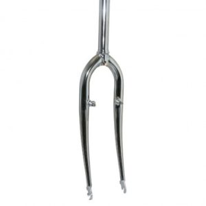 Fourche VTT 26'' Rigide Cintree Acier Chrome avec Tasseaux Pivot Lisse 250mm 1''1/8 - 28