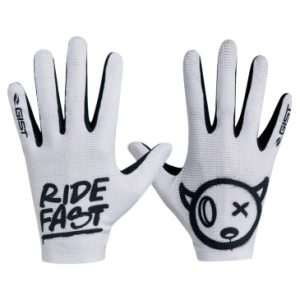 Gants Velo VTT Long Gist Faster Ride Fast Blanc L (Paire Sur Carte) Sans Velcro Compatible Ecran Tactile -5551