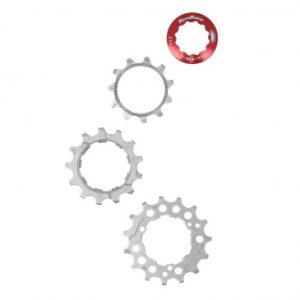 Kit 3 Pignons Sunrace pour Cassette 10v. 11-13-15 Metallic Argent avec Econtre Ecrou Blocage