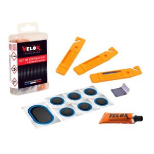 Kit Reparation Chambre à Air Velox City/vtc - Boite (3 Demonte Pneu + 6 Patch 25mm + 1 Patch 50x25mm + Colle 10g + Rape Acier) avec Notice