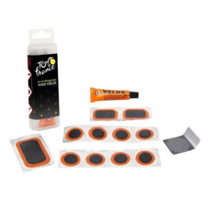 Kit Reparation Pneu Route/city/vtt Tour de France - Boite (11 Patchs + Colle 10g + Rape Acier) avec Notice