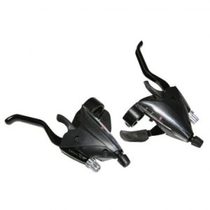 Levier/manette VTT Gravity 3x7v. Noir Alu Azera pour Frein V-brake Compatible Shimano (Paire)