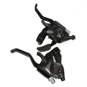 Levier/manette VTT Gravity 3x7v. Noir Alu pour Frein V-brake Compatible Shimano (Paire)