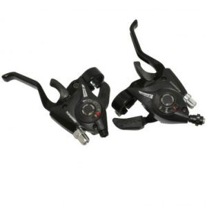 Levier/manette VTT Gravity 3x8v. Noir Alu pour Frein V-brake Compatible Shimano (Paire)