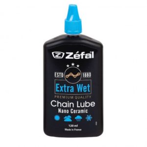 Lubrifiant Velo Chaine et Derailleur Zefal Extra Wet pour Toutes Les Conditions (Burette 120ml) - Durabilite Exceptionnelle à Base de Ceramique -