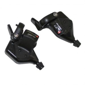 Manette VTT Gravity Indexe Alu Rapid Push-pull 9v. avec Poignees (Paire) Compatible Shimano