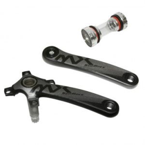 Manivelles VTT Sunrace 11/12v. Mx Alu Noir 175mm Axe Integre pour Mono Diam. 96mm (Sans Plateau) avec Cuvettes (Pedalier Sans Plateau Aussi Compatible 10v.)