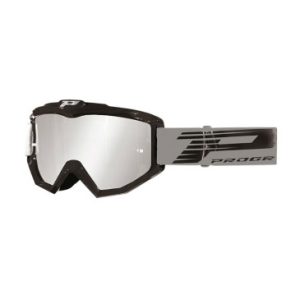 Masque/lunettes Cross Progrip 3201 Fl Atzaki Multilayered Noir/gris Ecran Miroir Argent Anti-rayures/anti U.v. Compatible avec Port Lunettes de Vue (Homologue Ce-en Ac-12072 Rev.1)