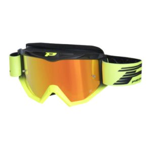 Masque/lunettes Cross Progrip 3201 Fl Atzaki Multilayered Noir/jaune Fluo Ecran Miroir Jaune Anti-rayures/anti U.v. Compatible avec Port Lunettes de Vue (Homologue Ce-en Ac-12072 Rev.1)