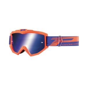 Masque/lunettes Cross Progrip 3201 Fl Atzaki Multilayered Orange Fluo Ecran Miroir Bleu Anti-rayures/anti U.v. Compatible avec Port Lunettes de Vue (Homologue Ce-en Ac-12072 Rev.1)