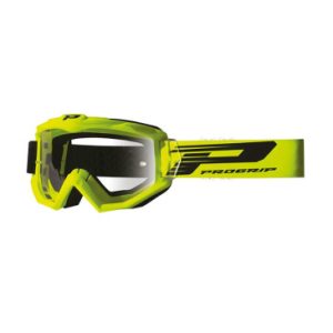 Masque/lunettes Cross Progrip 3201 Tringle Rigide Atzaki Jaune Ecran Transparent Anti-rayures/anti U.v. Compatible avec Port Lunettes de Vue (Homologue Ce-en Ac-12072 Rev.1)