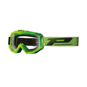 Masque/lunettes Cross Progrip 3201 Tringle Rigide Atzaki Vert Ecran Transparent Anti-rayures/anti U.v. Compatible avec Port Lunettes de Vue (Homologue Ce-en Ac-12072 Rev.1)